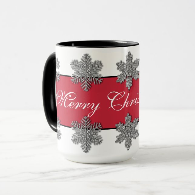 Frozen crystal frosty silver snowflakes  mug (Front Left)