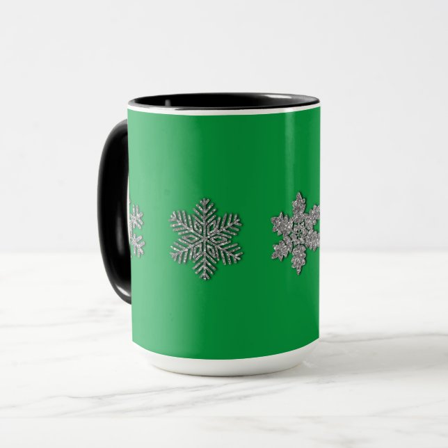 Frozen crystal frosty silver snowflakes  mug (Front Left)