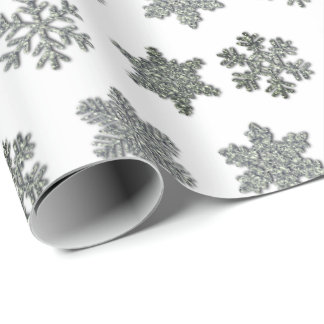 Frozen crystal frosty silver snowflakes  wrapping paper