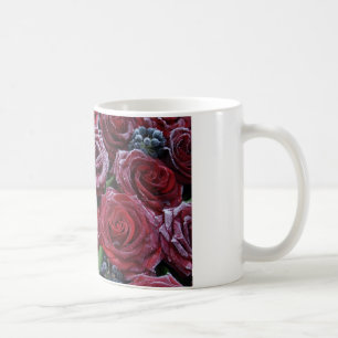 Frozen Dark Red Roses On A Grave Coffee Mug