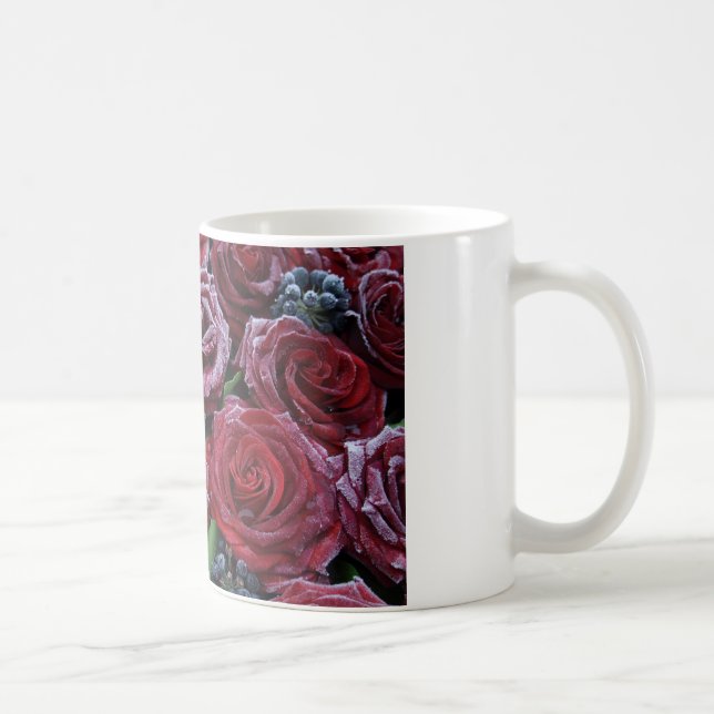 Frozen Dark Red Roses On A Grave Coffee Mug (Right)