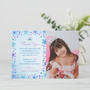  Frozen Fairy Tale Ice Princess Crown Birthday Thank You Card