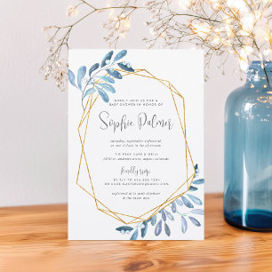 Frozen Foliage Watercolor Baby Shower Invitation