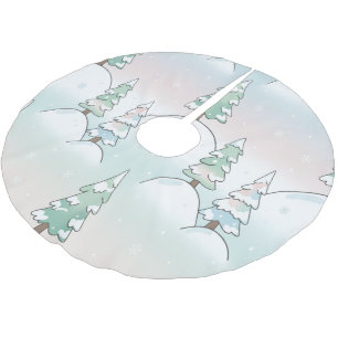 Frozen Forest Elegance Winter Tree Designs Brushed Polyester Tree Skirt