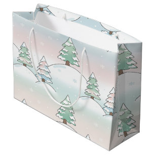 Frozen Forest Elegance Winter Tree Designs Large Gift Bag