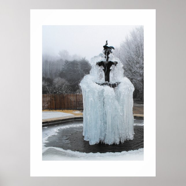 Frozen fountain in winter poster (Front)