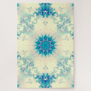 Frozen Frosty Blue Snowflake Winter Pattern Jigsaw Puzzle