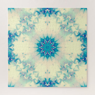 Frozen Frosty Blue Snowflake Winter Pattern Jigsaw Puzzle
