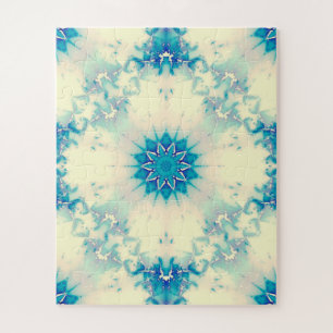 Frozen Frosty Blue Snowflake Winter Pattern Jigsaw Puzzle