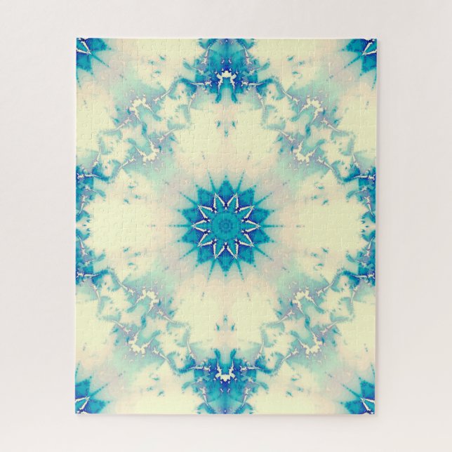 Frozen Frosty Blue Snowflake Winter Pattern Jigsaw Puzzle (Vertical)
