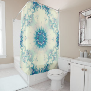 Frozen Frosty Blue Snowflake Winter Pattern Shower Curtain