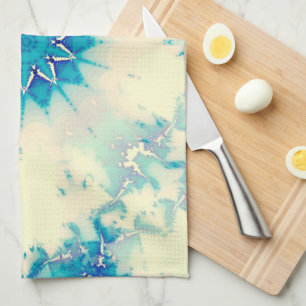 Frozen Frosty Blue Snowflake Winter Pattern Tea Towel