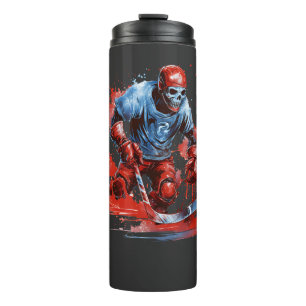 Frozen Fury: Ice Hockey Skeleton Tee Thermal Tumbler