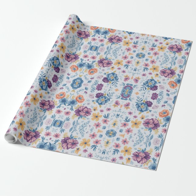 Frozen Garden's Arctic Bouquets Wrapping Paper (Unrolled)
