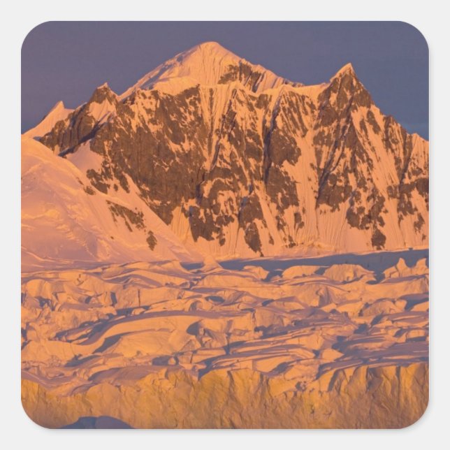 frozen glacial mountain landscape along the square sticker (Front)