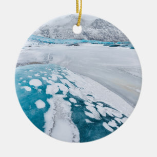 Frozen glacier ice, Iceland Ceramic Tree Decoration
