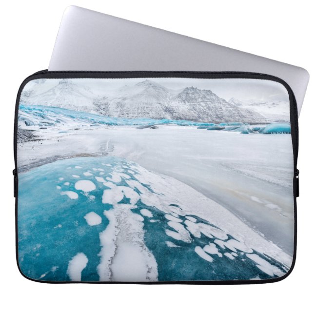 Frozen glacier ice, Iceland Laptop Sleeve (Front)