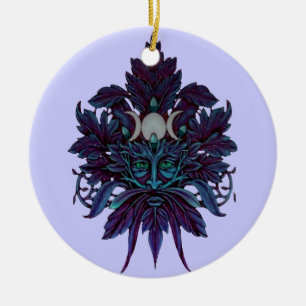 Frozen Green Man God of Leaves Ceramic Tree Decoration
