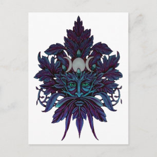 Frozen Green Man God of Leaves Postcard