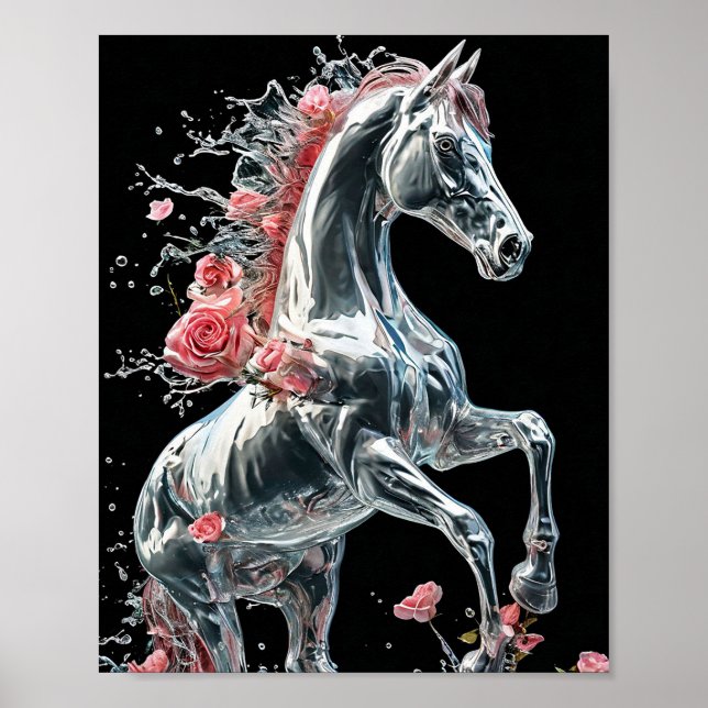 ❄️ Frozen Horse Made From Ice Fantasy Winter Scene Poster (Front)
