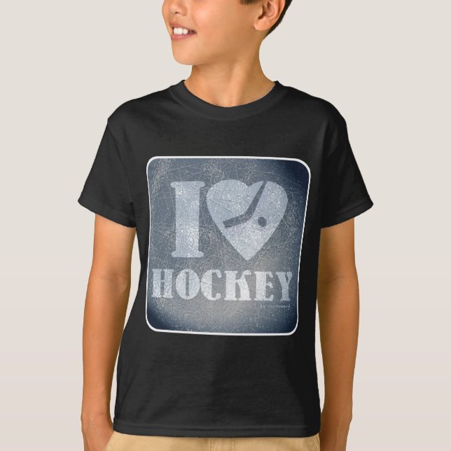 Frozen I Heart Hockey Epic Sports Logo T-Shirt (Front)