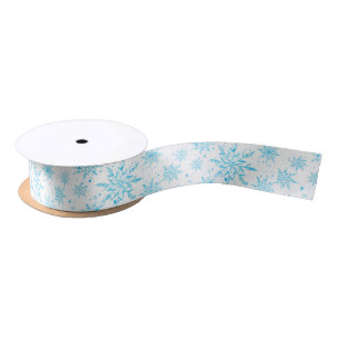 Frozen ice crystal snowflake ribbon satin ribbon