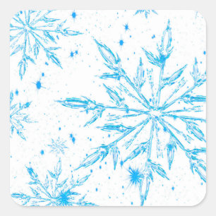 Frozen ice crystal snowflake stickers