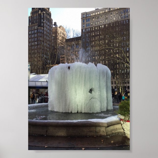 Frozen Ice Fountain Bryant Park New York City NYC Poster (Front)