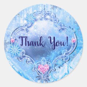 Frozen Ice & Snowflakes Winter Wonderland Party Classic Round Sticker