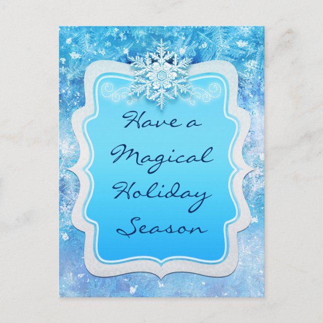 Frozen Ice Winter Snowflakes Holiday Postcard (Front)
