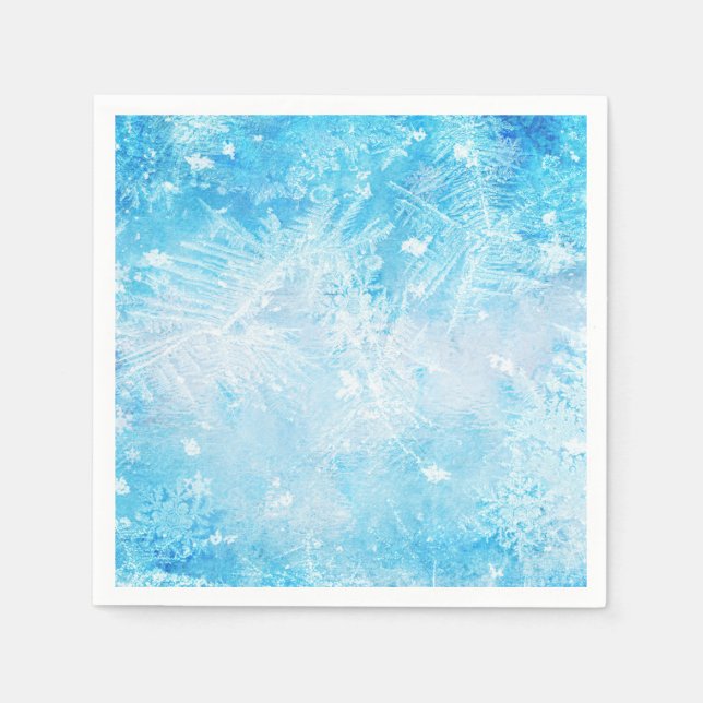Frozen Ice Winter Snowflakes Party Dinner Napkins (Front)