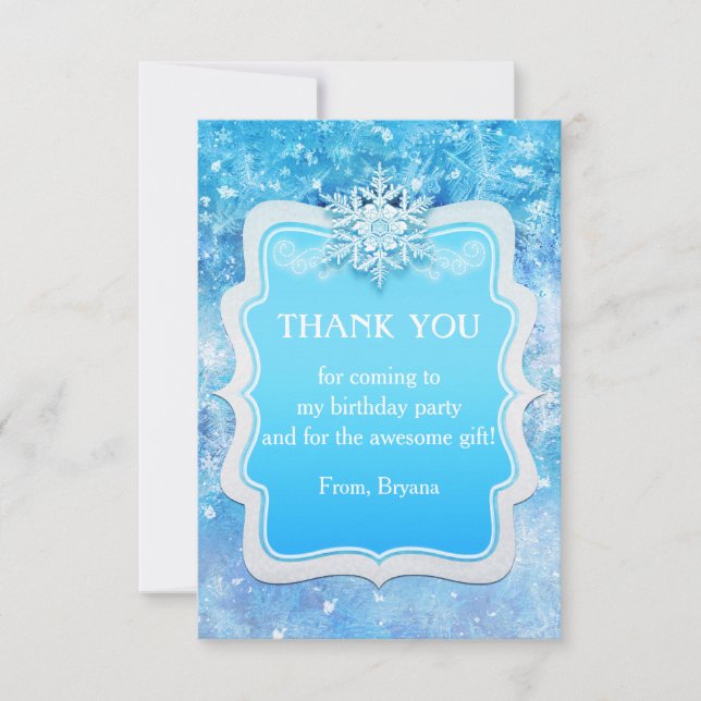 Frozen Ice Winter Wonderland Party Thank You Card (Front)