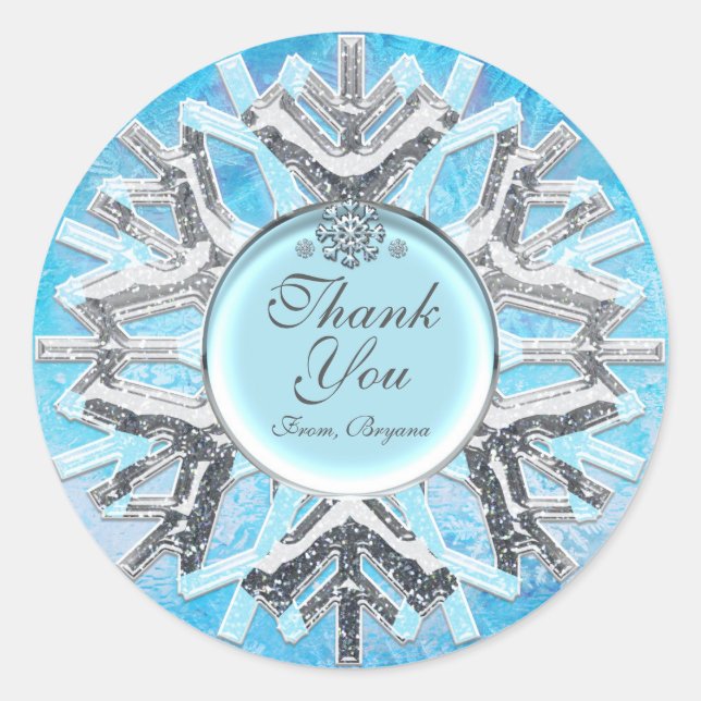Frozen Ice Winter Wonderland Snowflake Stickers (Front)
