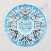 Frozen Ice Winter Wonderland Sweet 16 Invitations
