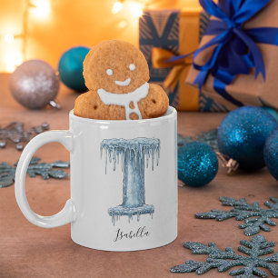 Frozen Icicle Letter I Personalized Winter Name Coffee Mug