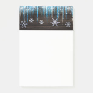 Frozen Icicles Winter Wonderland Snowflakes & Wood Post-it Notes
