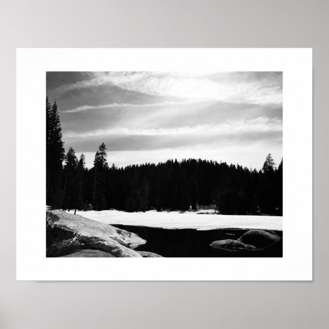 Frozen Lake Black and White Photography Poster (Front)