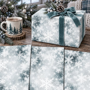 Frozen Lake Ice & Fresh Fallen Snowflakes Wrapping Paper Sheet