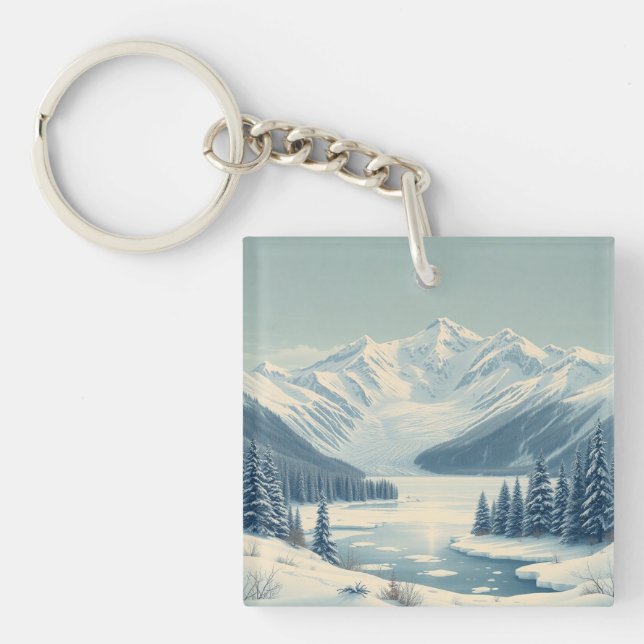 Frozen Lake McDonald Colourful Rocks Glacier Key Ring (Front)