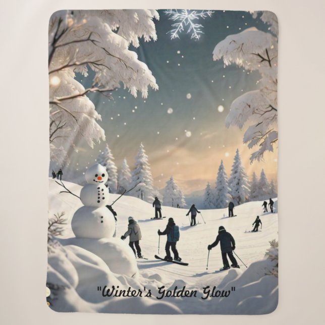 "Frozen Lake Serenity" Sherpa Blanket (Front)