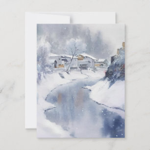 Frozen Landscape In Watercolors Holiday Card