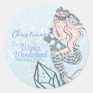Frozen Mermaid Princess Winter Theme Party Classic Round Sticker