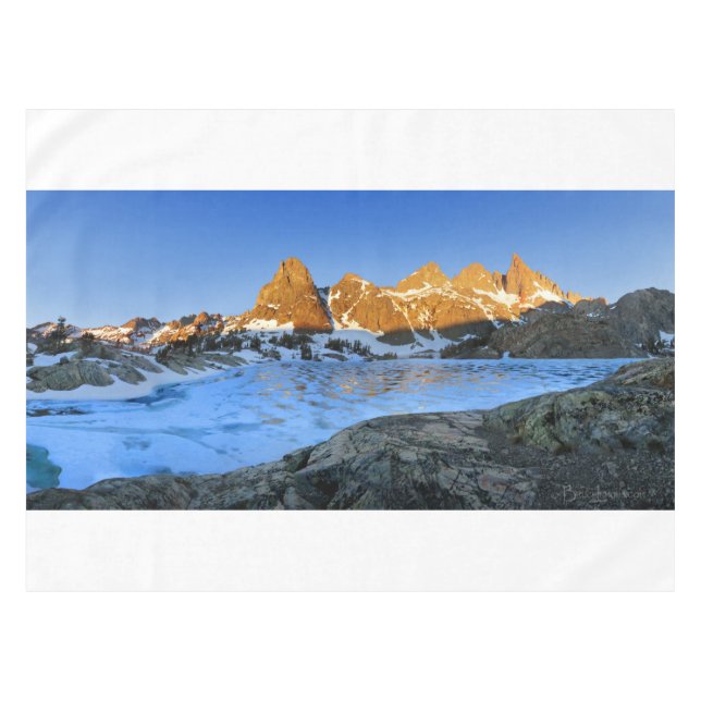 Frozen Minaret Lake Sunrise - Sierra Nevada Tablecloth (Front (Horizontal))