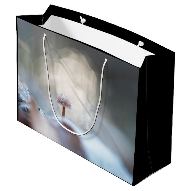 Frozen Mushroom Nature Photo Large Gift Bag (Back Angled)
