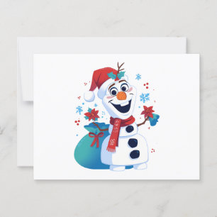 Frozen Olaf - Festive Cartoon Snowman with Red Hat Postcard