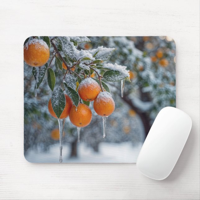 Frozen Orange Grove Mouse Mat (With Mouse)