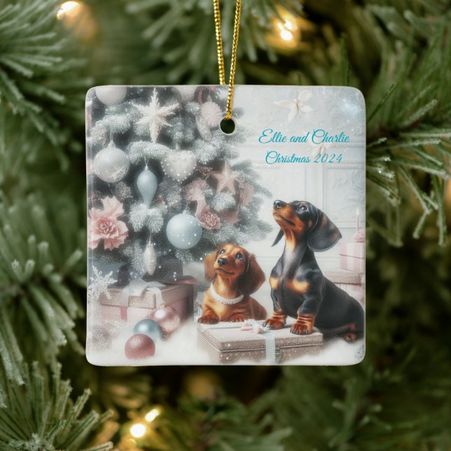 Frozen pastel Dachshund Christmas Ornament (Tree)