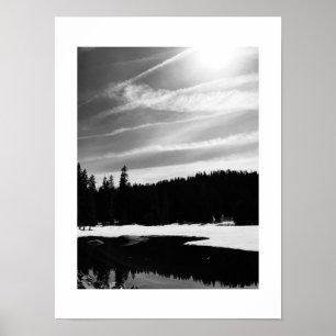 Frozen Reflection Black and White Photography Poster