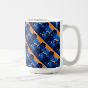 "Frozen Ridge 1 Blue on Orange Tiled" Abstract Mug