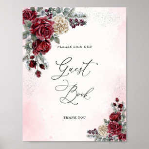 Frozen Roses Winter Bridal Shower Guest Book Sign
